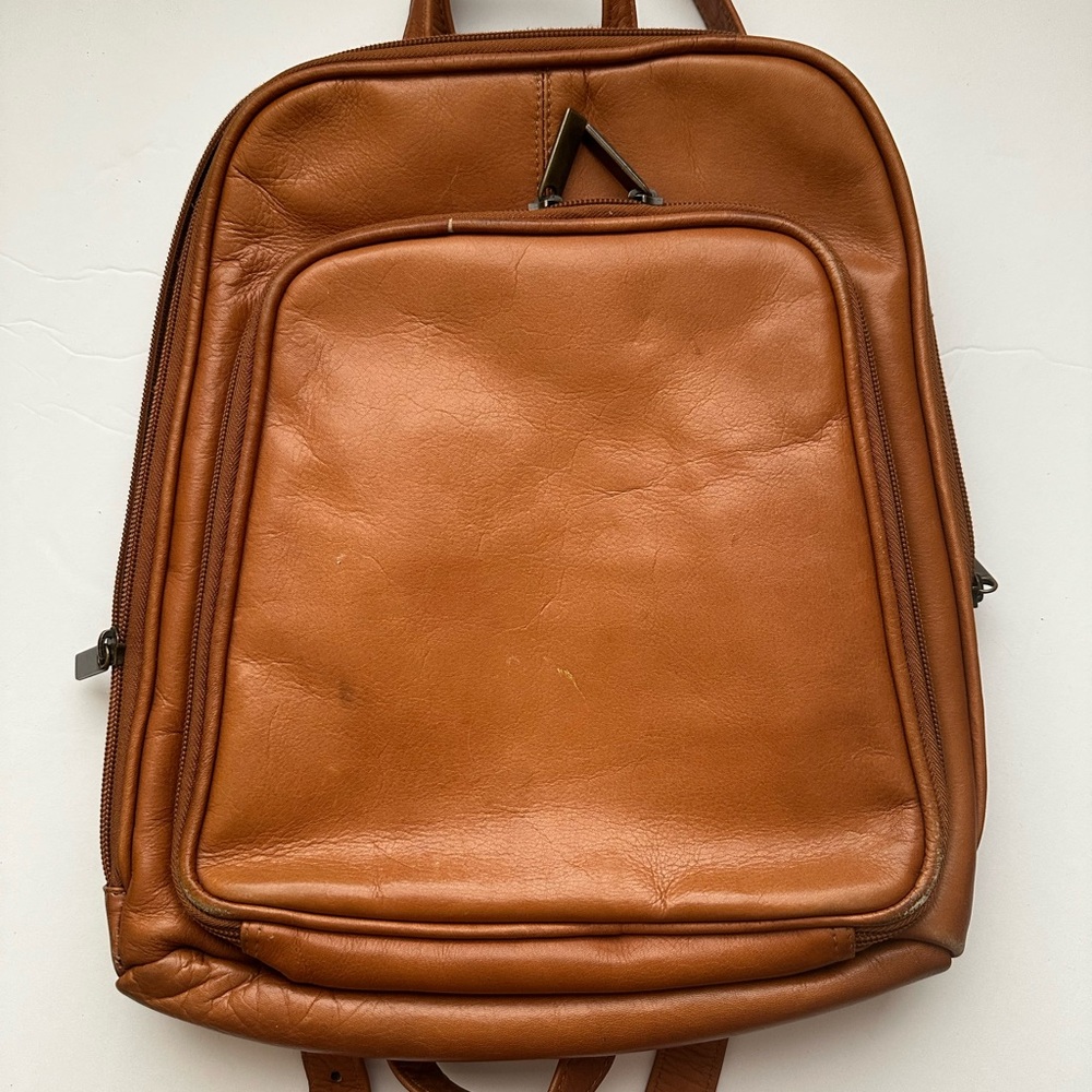 Classic Tan Leather Backpack